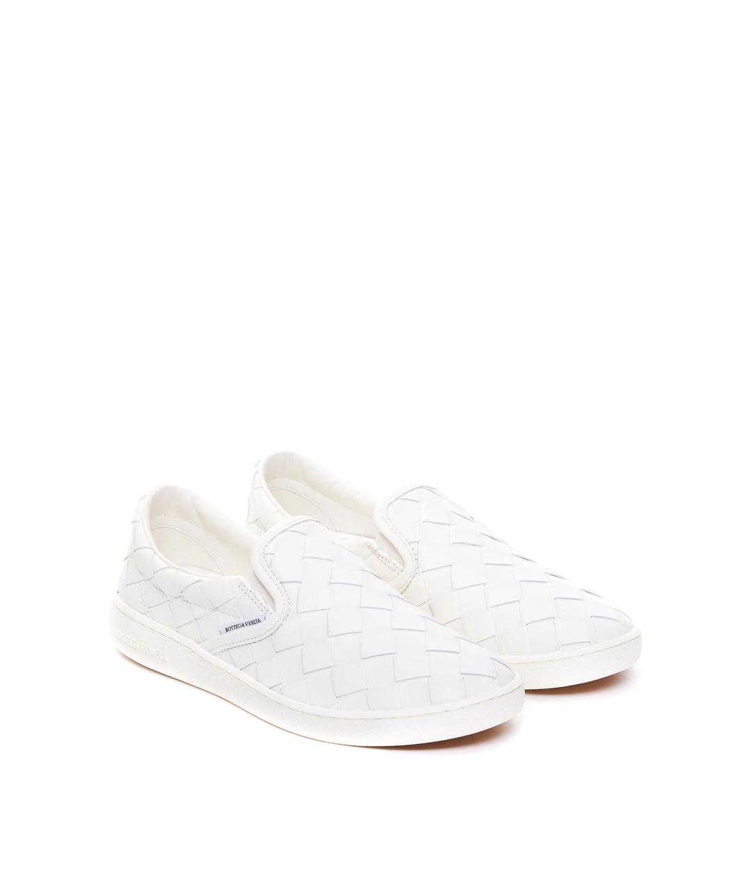 BOTTEGA VENETA Белые кожаные слипоны, фото 4