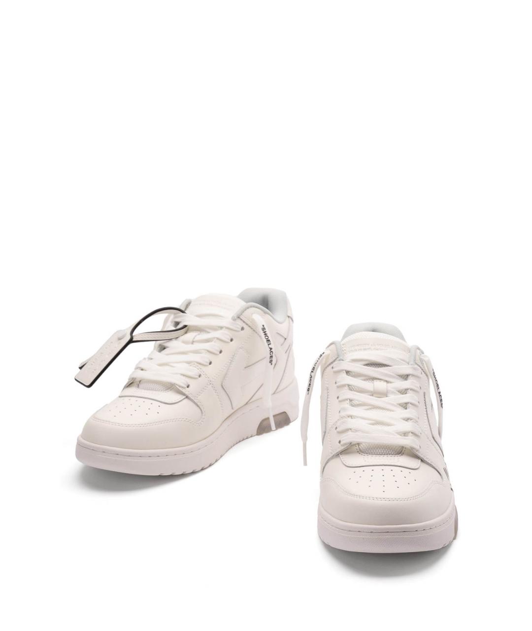 OFF-WHITE Белые кожаные низкие кроссовки / кеды, фото 3