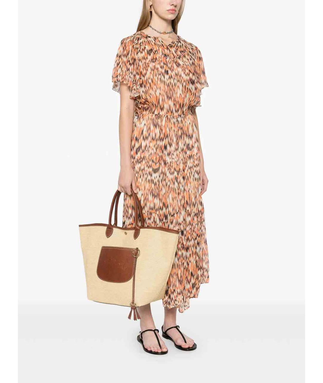 LONGCHAMP Бежевая тканевая сумка тоут, фото 2