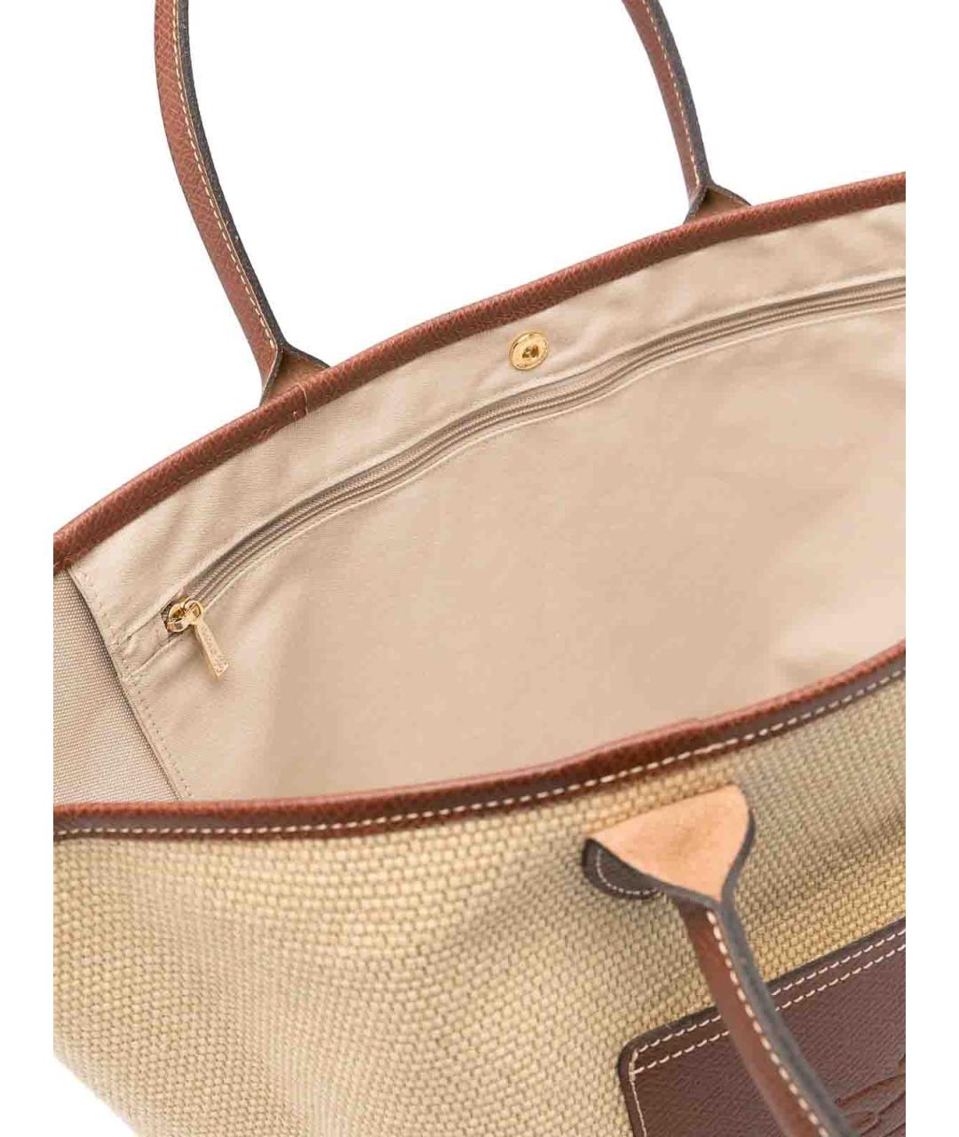 LONGCHAMP Бежевая тканевая сумка тоут, фото 5