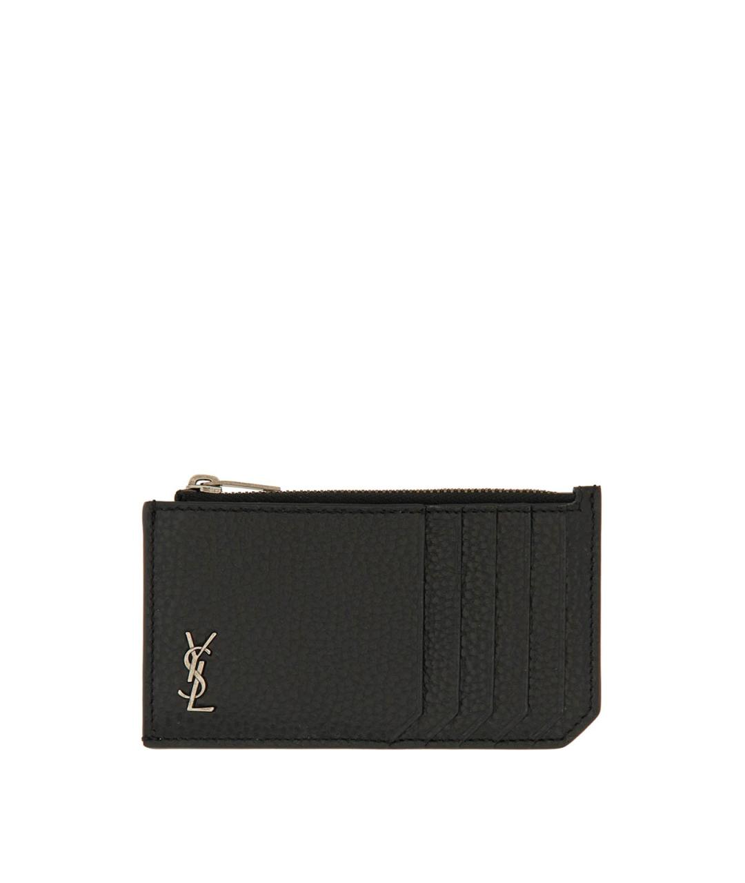 SAINT LAURENT Черный кожаный кардхолдер, фото 1