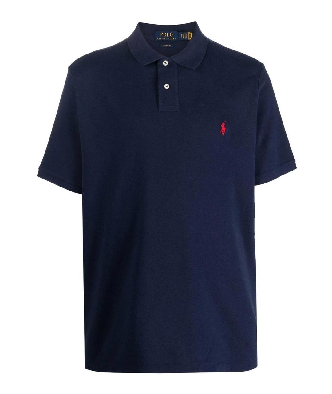 POLO RALPH LAUREN Темно-синее хлопковое поло с коротким рукавом, фото 1