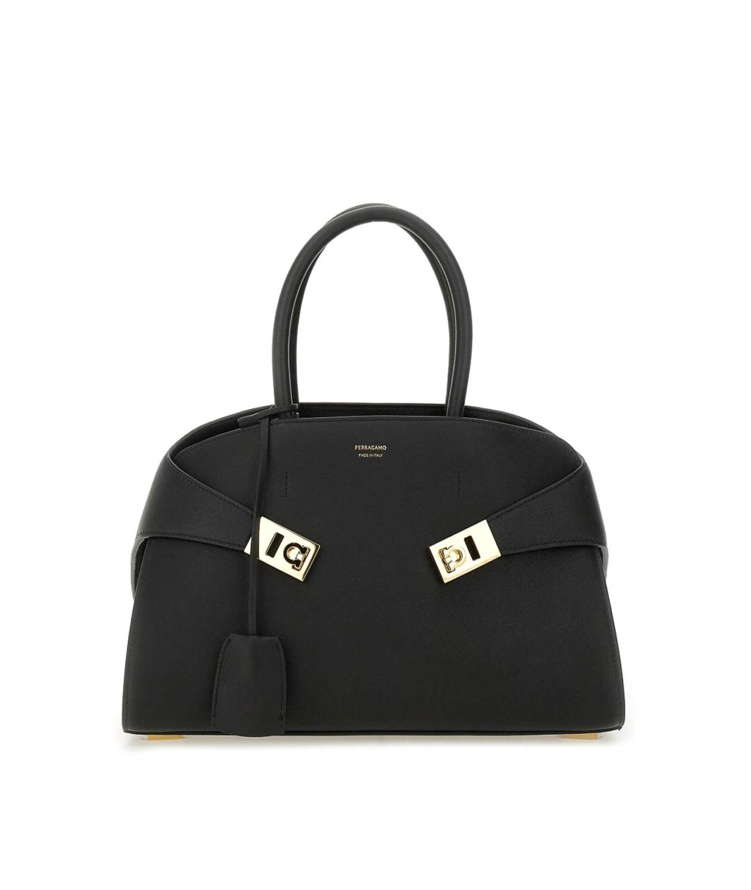 FERRAGAMO Черная кожаная сумка тоут, фото 1