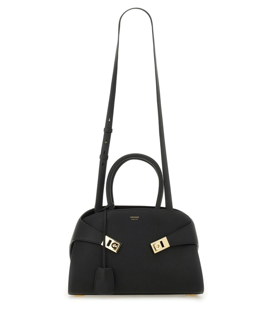 FERRAGAMO Черная кожаная сумка тоут, фото 2