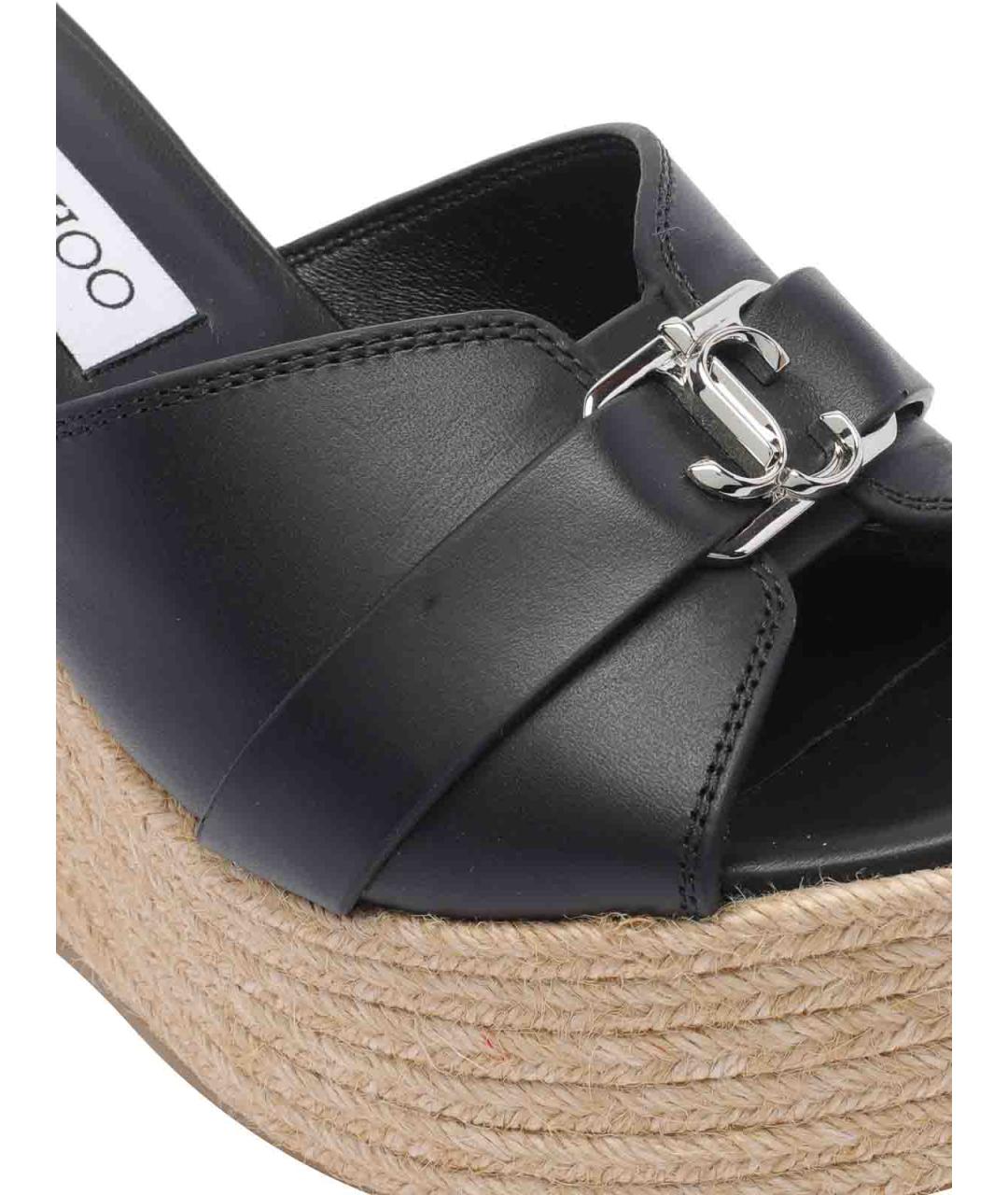 JIMMY CHOO Черные кожаные сабо, фото 4
