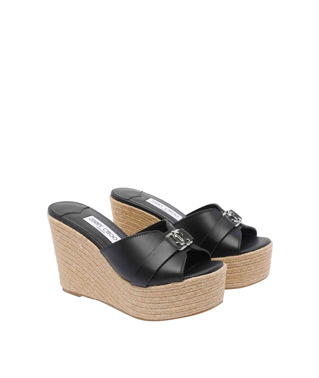 JIMMY CHOO Черные кожаные сабо, фото 2