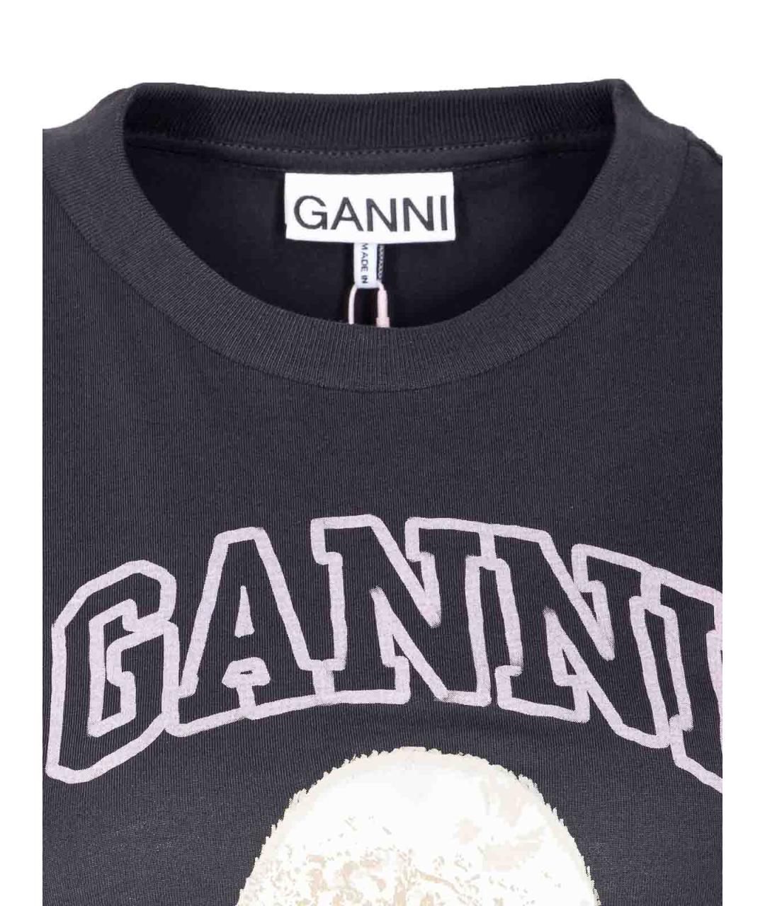 GANNI Серая хлопковая футболка, фото 4