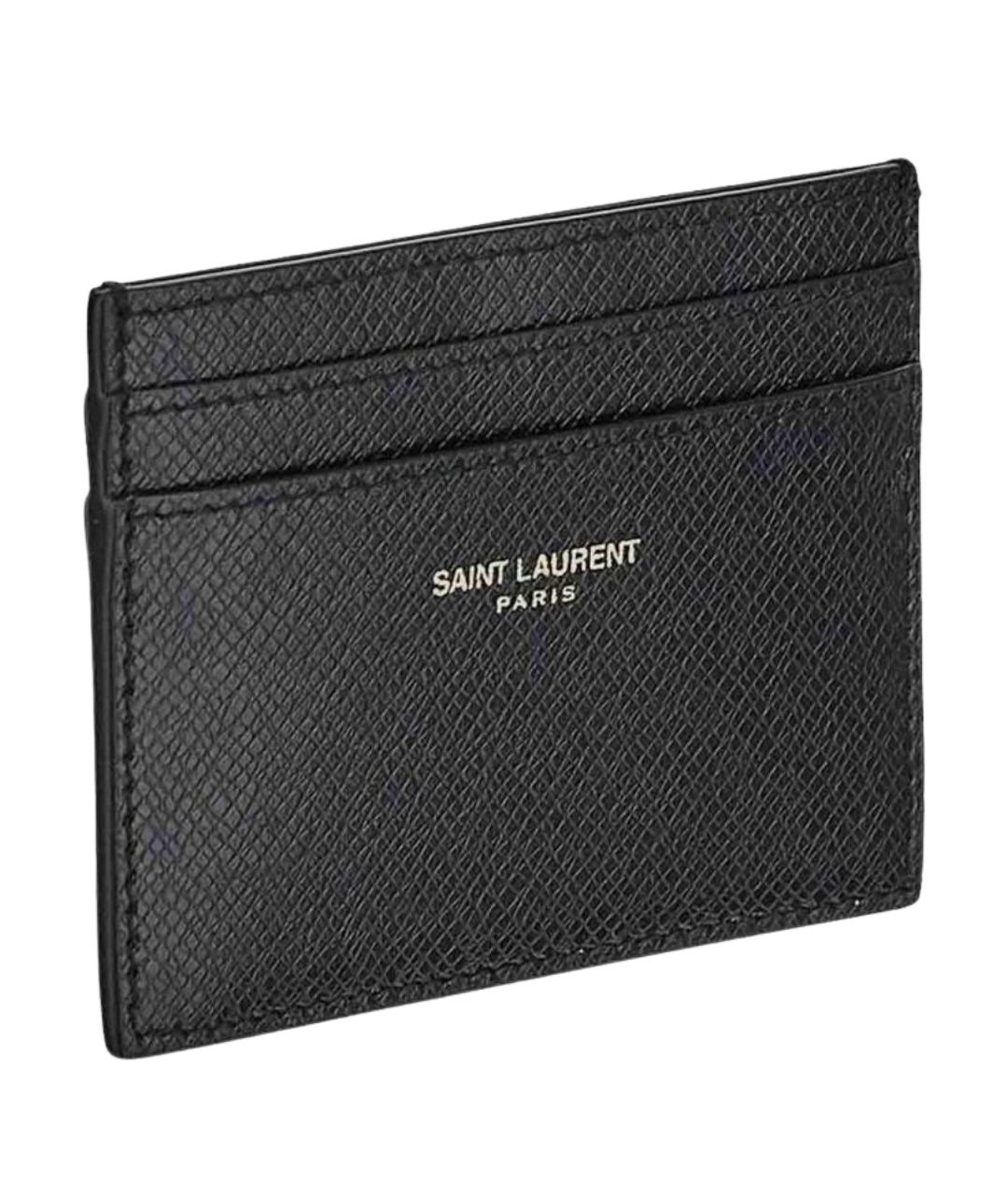 SAINT LAURENT Черный кожаный кардхолдер, фото 2