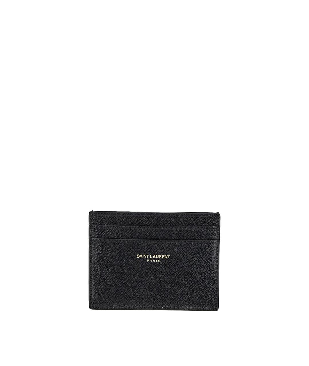 SAINT LAURENT Черный кожаный кардхолдер, фото 1