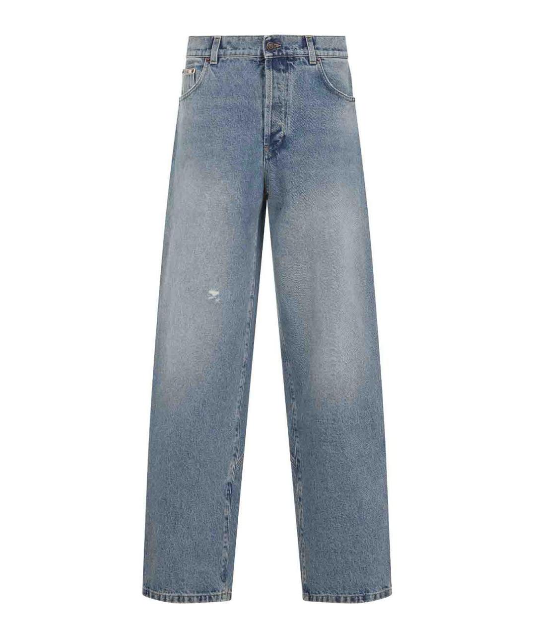 MOSCHINO Голубые хлопковые прямые джинсы, фото 1