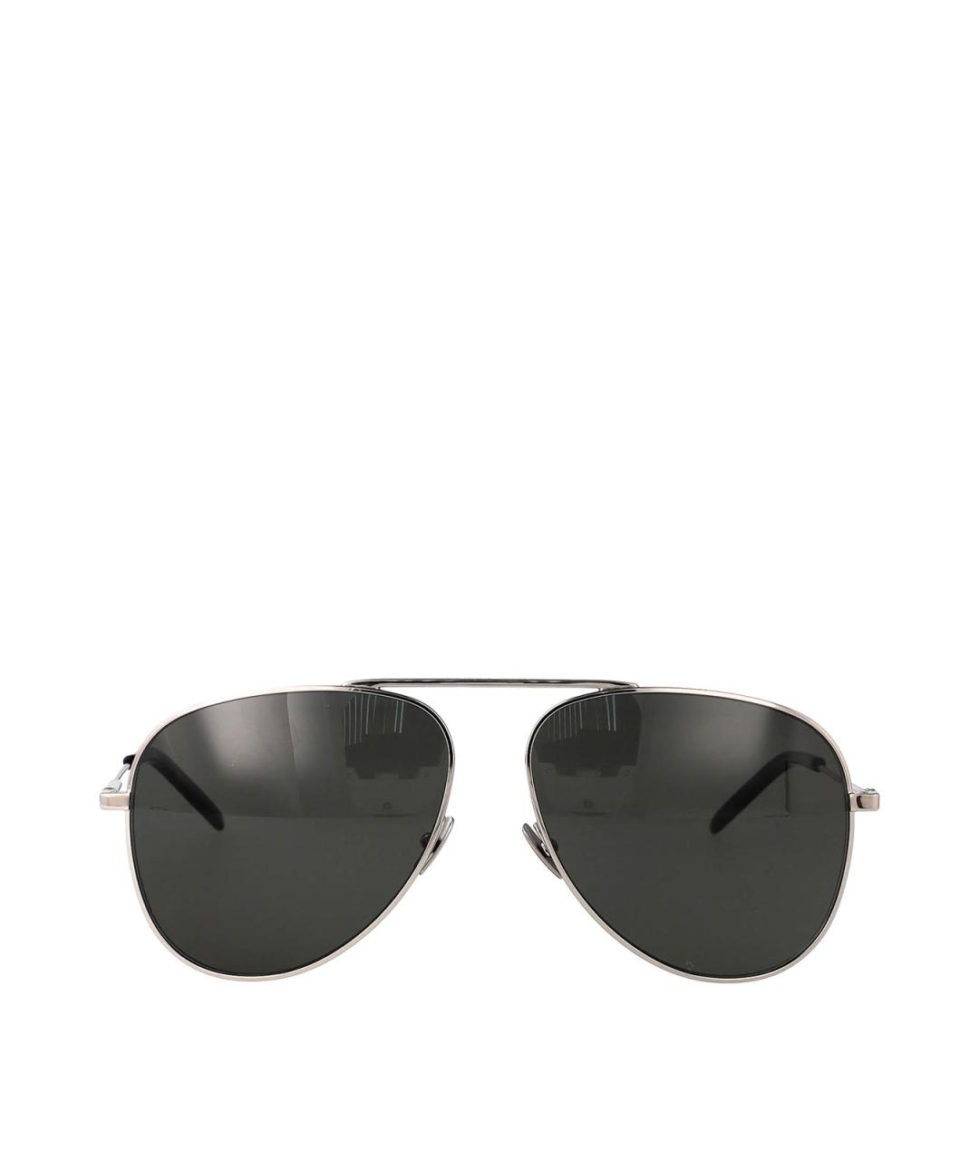 SAINT LAURENT Серебряные металлические солнцезащитные очки, фото 1