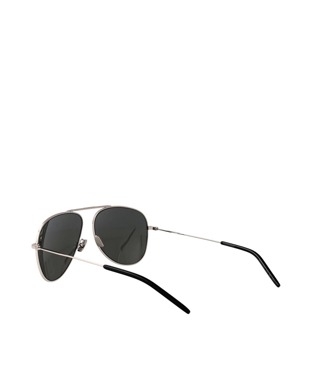 SAINT LAURENT Серебряные металлические солнцезащитные очки, фото 4