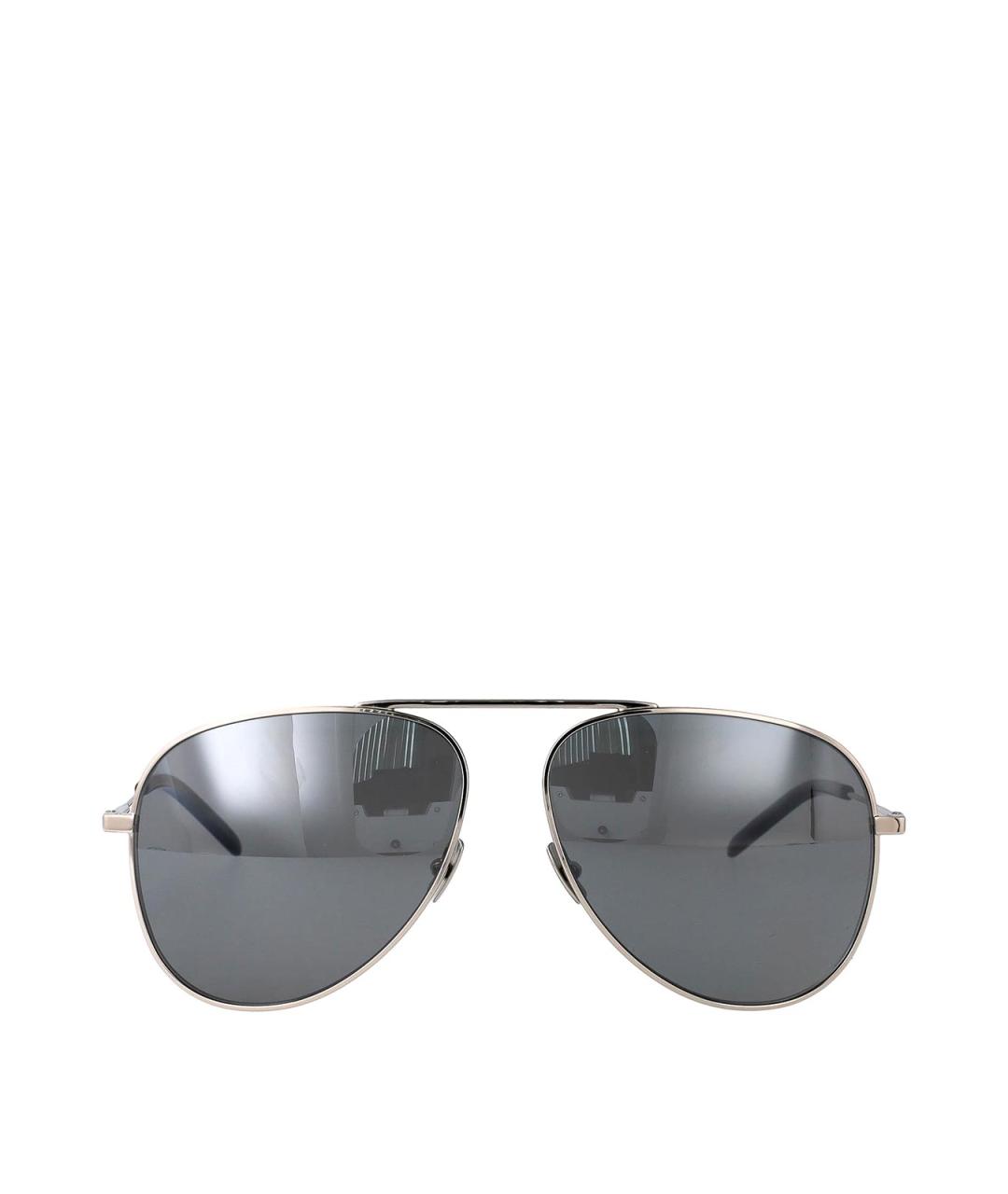 SAINT LAURENT Серебряные металлические солнцезащитные очки, фото 1