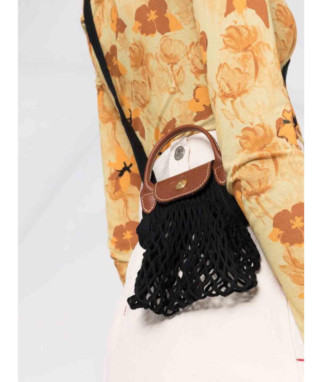 LONGCHAMP Черная хлопковая сумка через плечо, фото 3