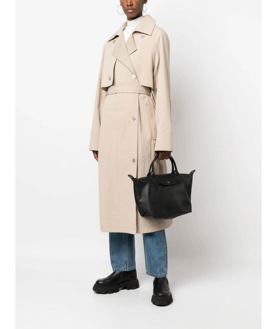 LONGCHAMP Черная кожаная сумка тоут, фото 2