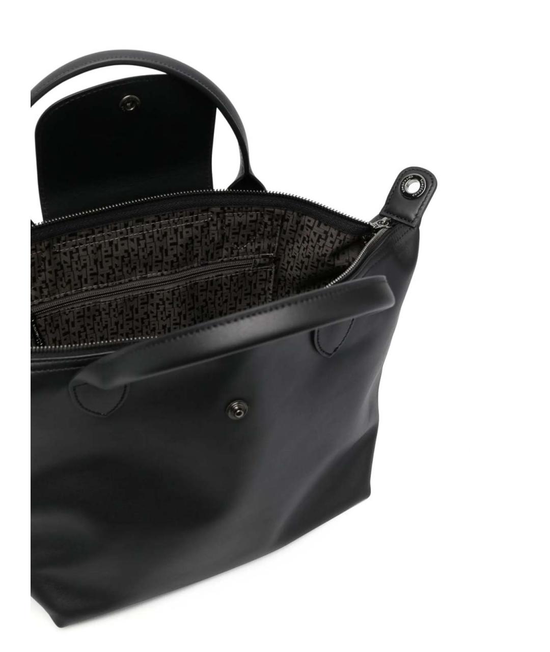 LONGCHAMP Черная кожаная сумка тоут, фото 5