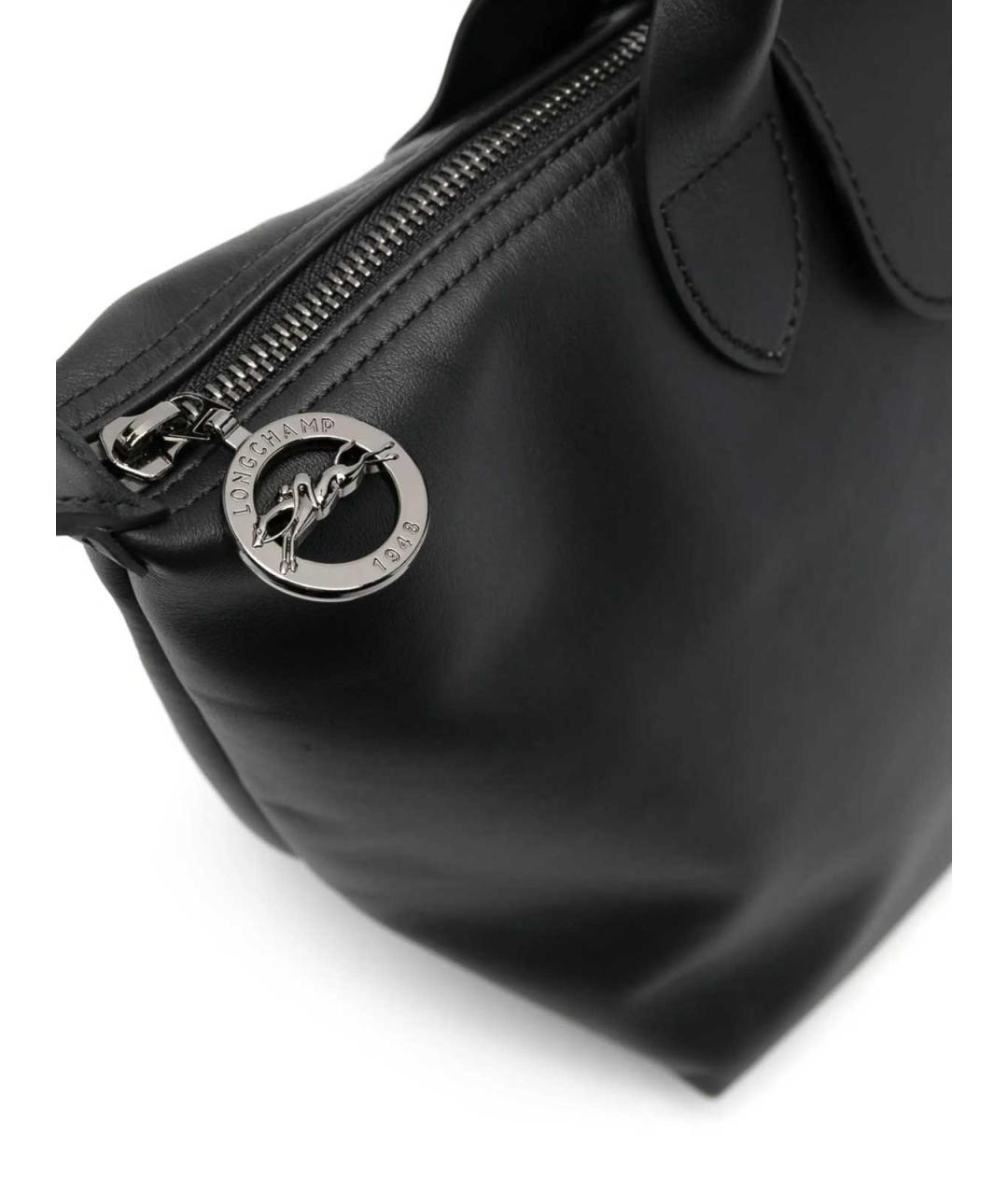 LONGCHAMP Черная кожаная сумка тоут, фото 4