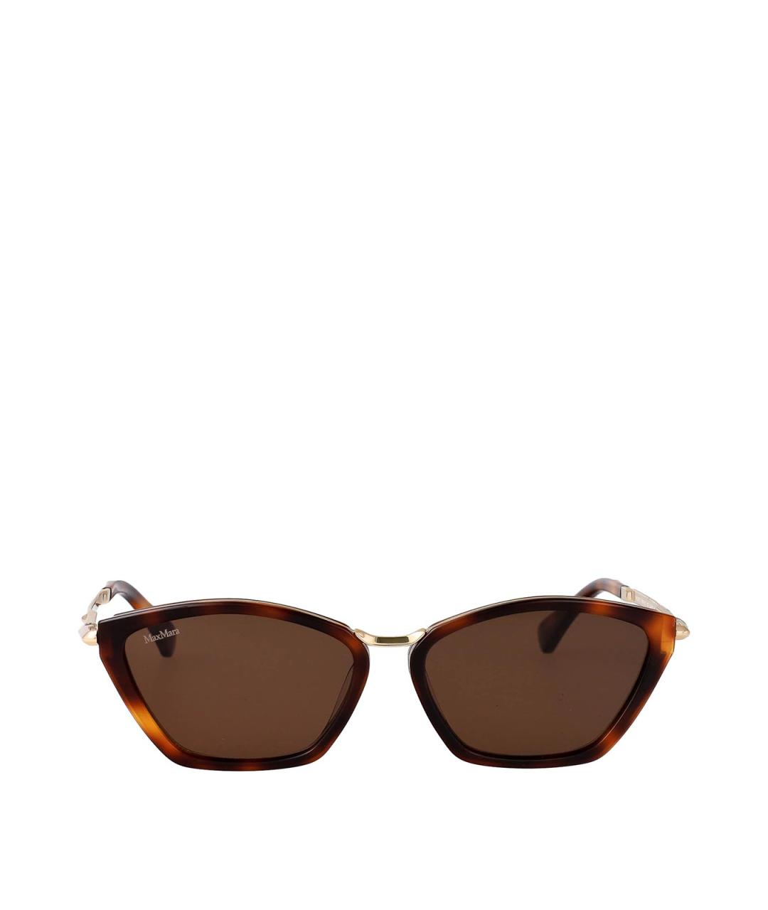 MAX MARA Коричневые металлические солнцезащитные очки, фото 1