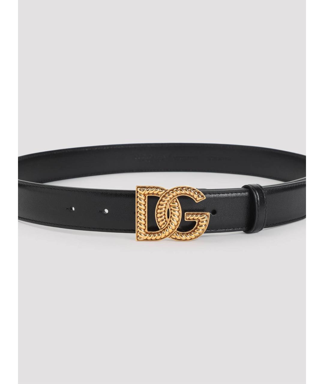 DOLCE&GABBANA Черный кожаный ремень, фото 3