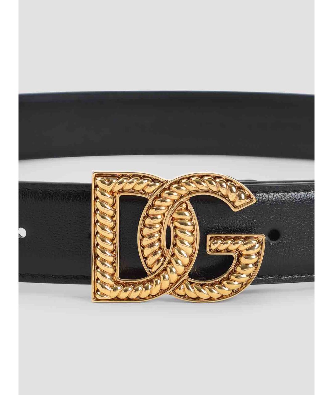 DOLCE&GABBANA Черный кожаный ремень, фото 2