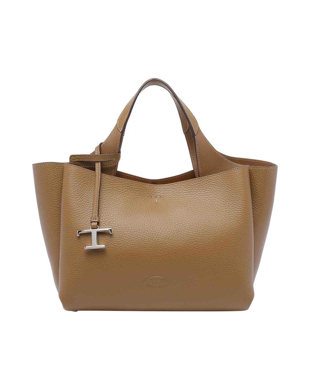 TOD'S Бежевая кожаная сумка тоут, фото 1
