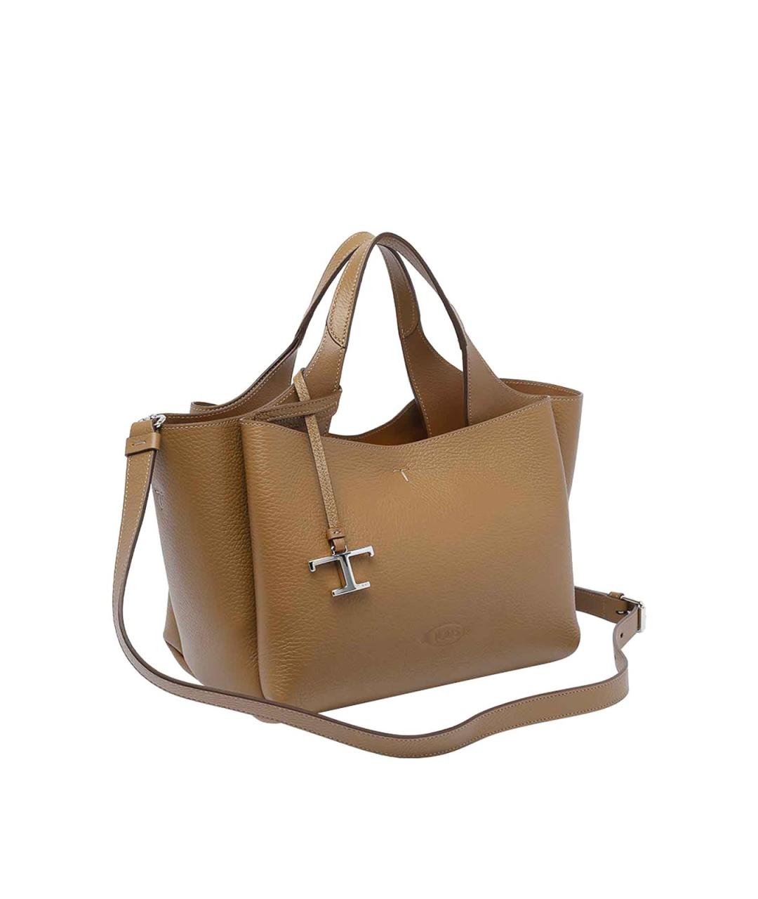 TOD'S Бежевая кожаная сумка тоут, фото 2
