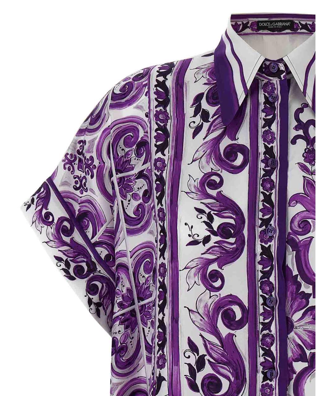 DOLCE&GABBANA Фиолетовая шелковая рубашка, фото 3