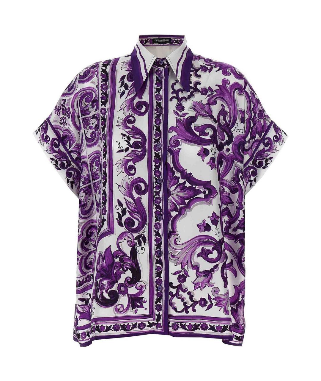 DOLCE&GABBANA Фиолетовая шелковая рубашка, фото 1