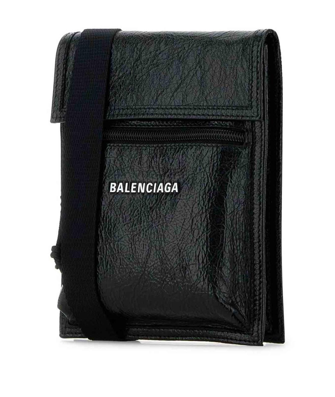 BALENCIAGA Черная кожаная барсетка, фото 4