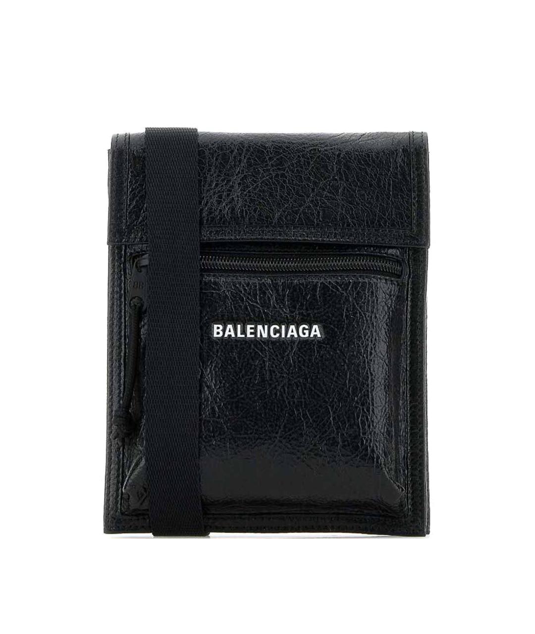 BALENCIAGA Черная кожаная барсетка, фото 1