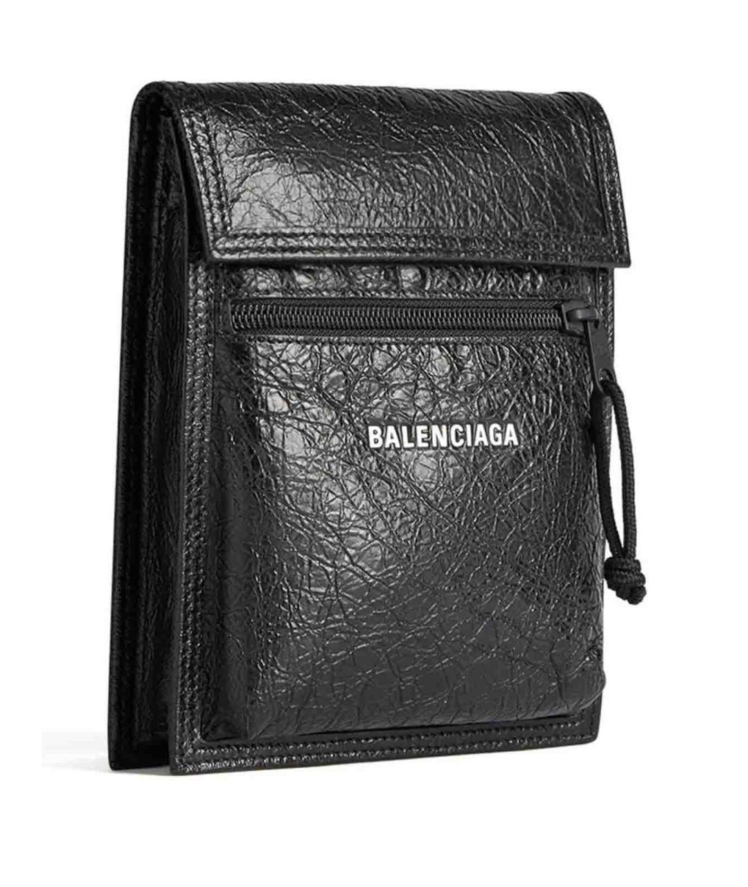BALENCIAGA Черная кожаная барсетка, фото 3