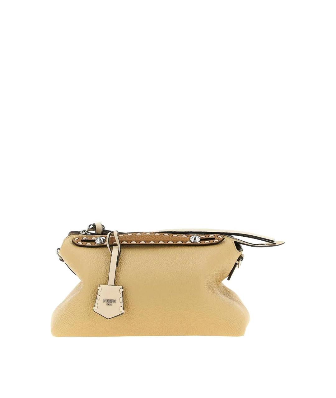 FENDI Бежевая кожаная сумка через плечо, фото 1