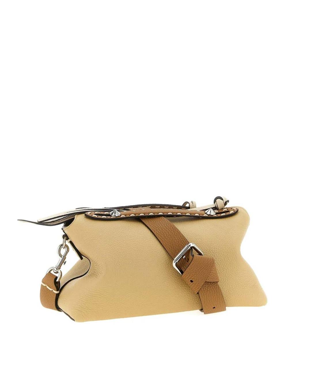 FENDI Бежевая кожаная сумка через плечо, фото 2