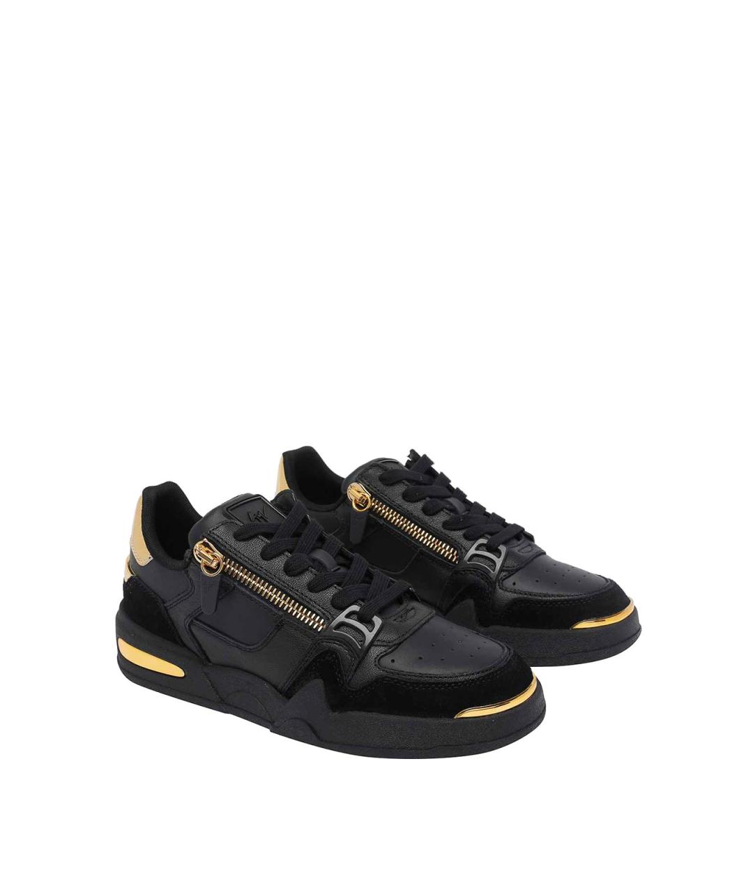 GIUSEPPE ZANOTTI DESIGN Черные кожаные низкие кроссовки / кеды, фото 2