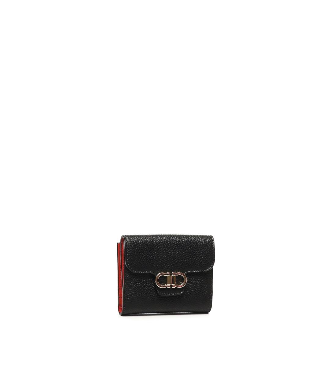 FERRAGAMO Черный кожаный кошелек, фото 2