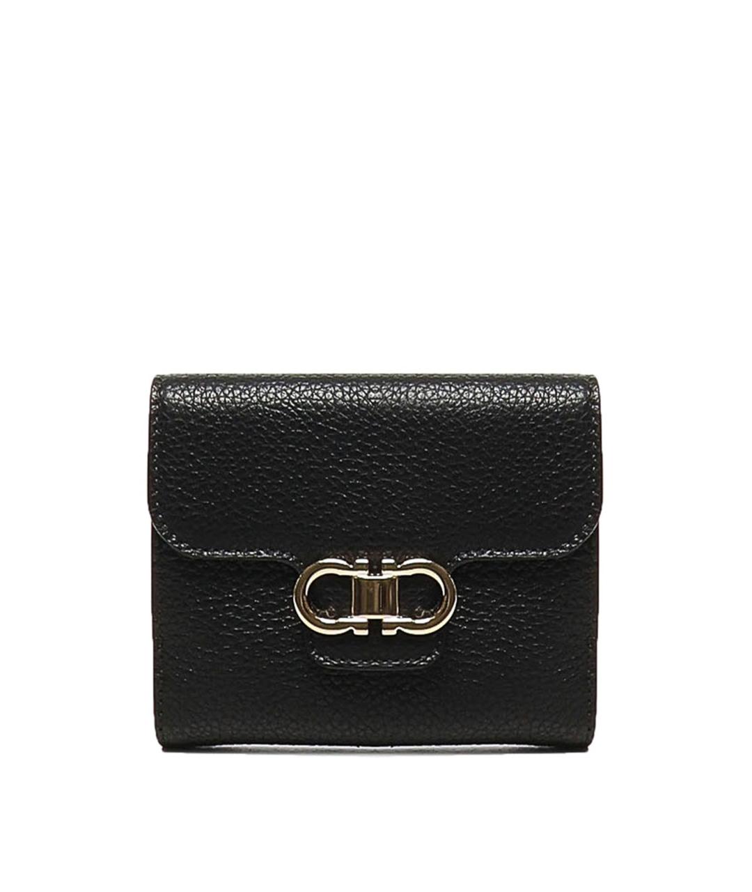 FERRAGAMO Черный кожаный кошелек, фото 1