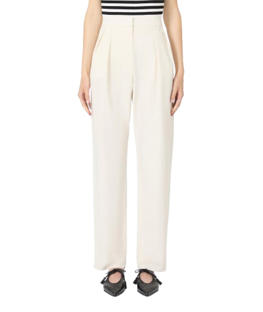 MAX MARA Белые хлопковые брюки широкие, фото 2