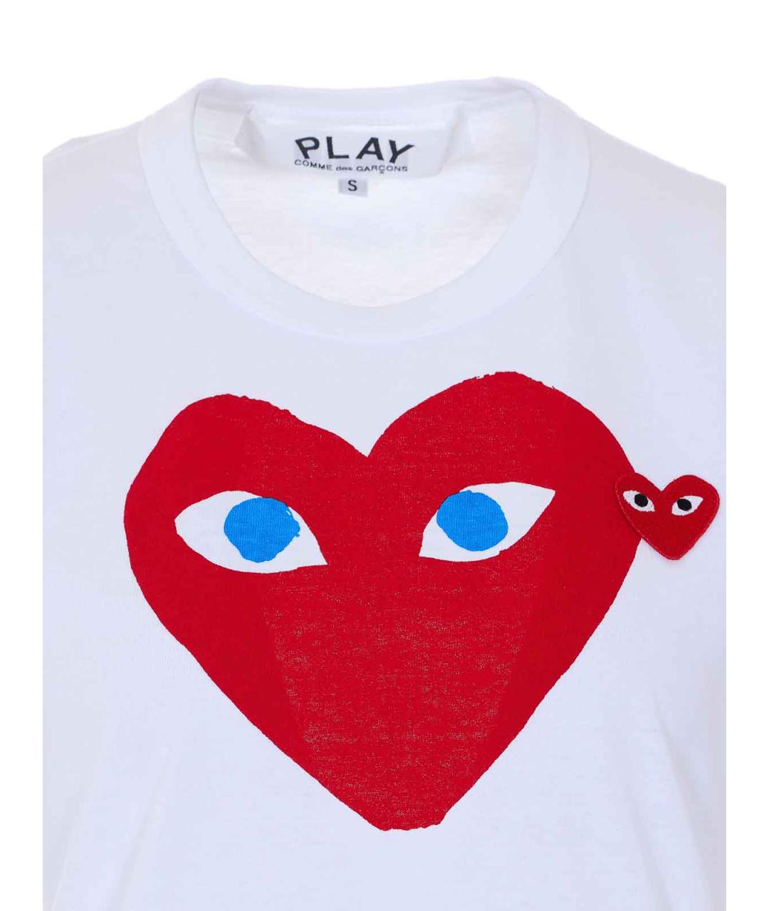 COMME DES GARÇONS PLAY Белая хлопковая футболка, фото 4