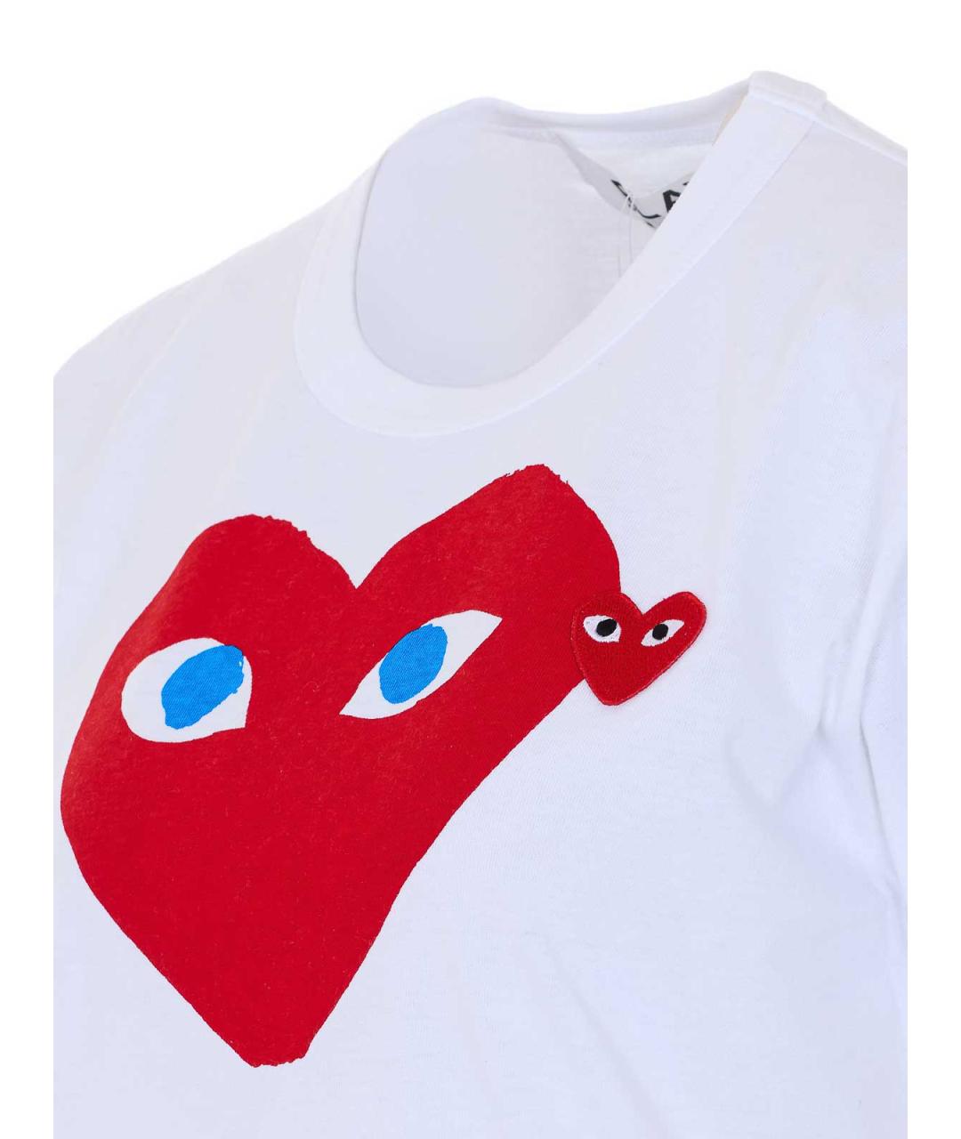COMME DES GARÇONS PLAY Белая хлопковая футболка, фото 3