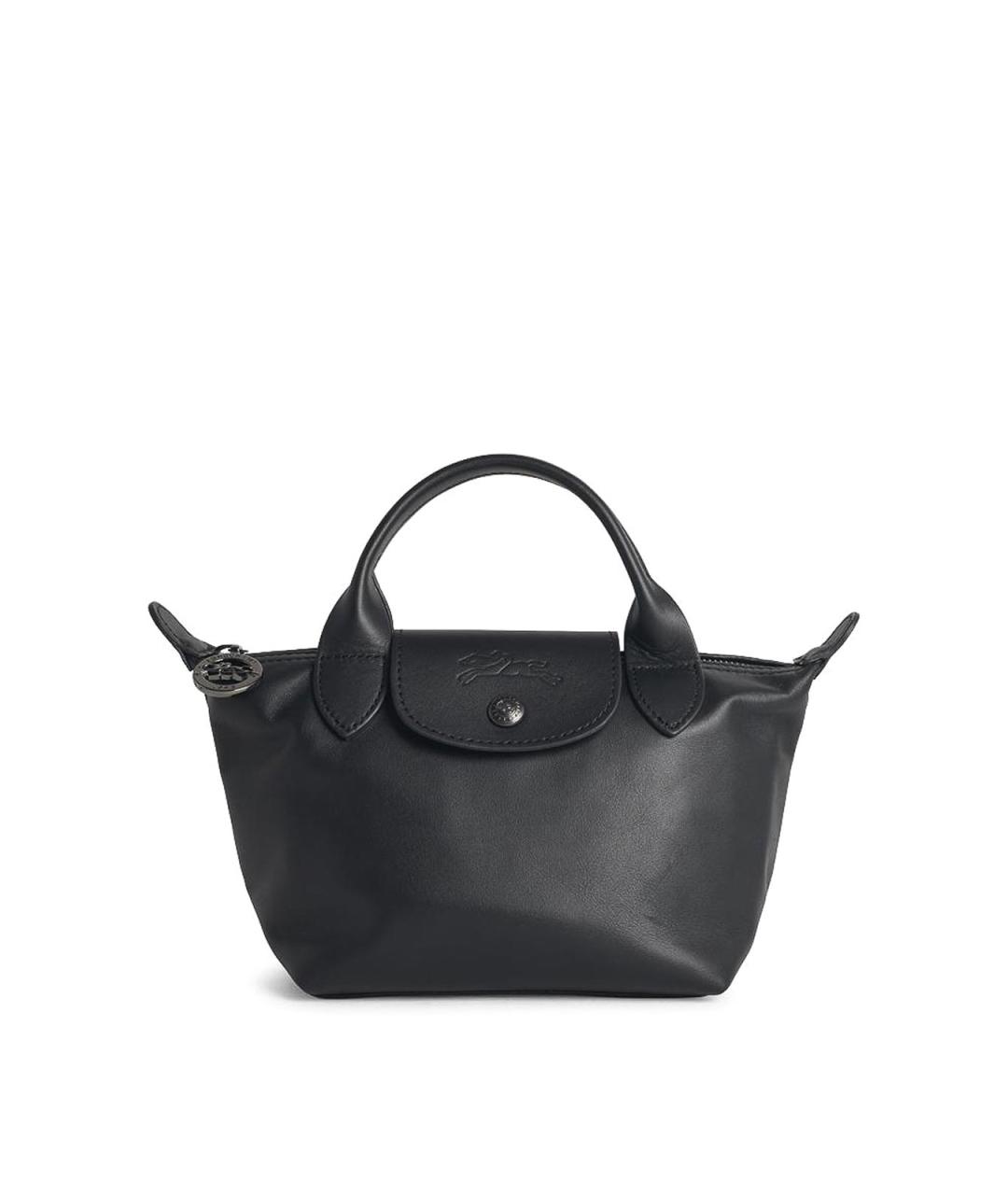 LONGCHAMP Черная кожаная сумка с короткими ручками, фото 1