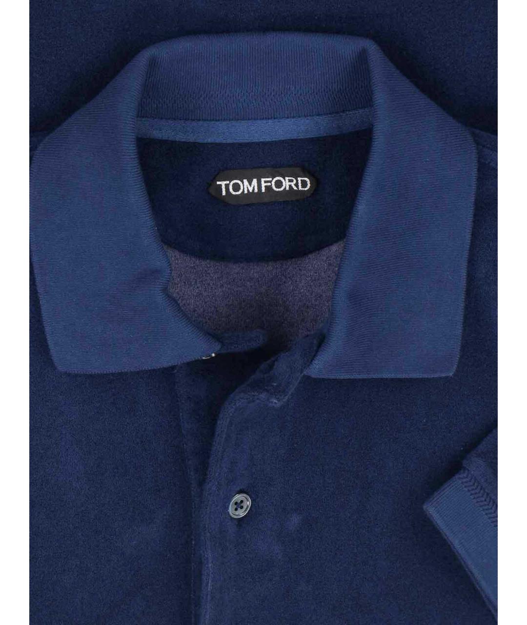 TOM FORD Синее хлопковое поло с коротким рукавом, фото 3