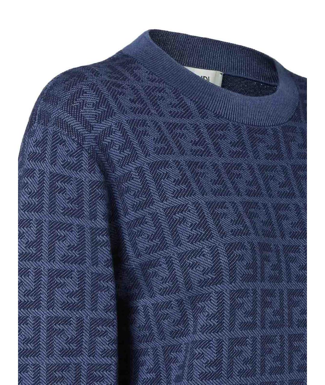FENDI Синий кашемировый джемпер / свитер, фото 3