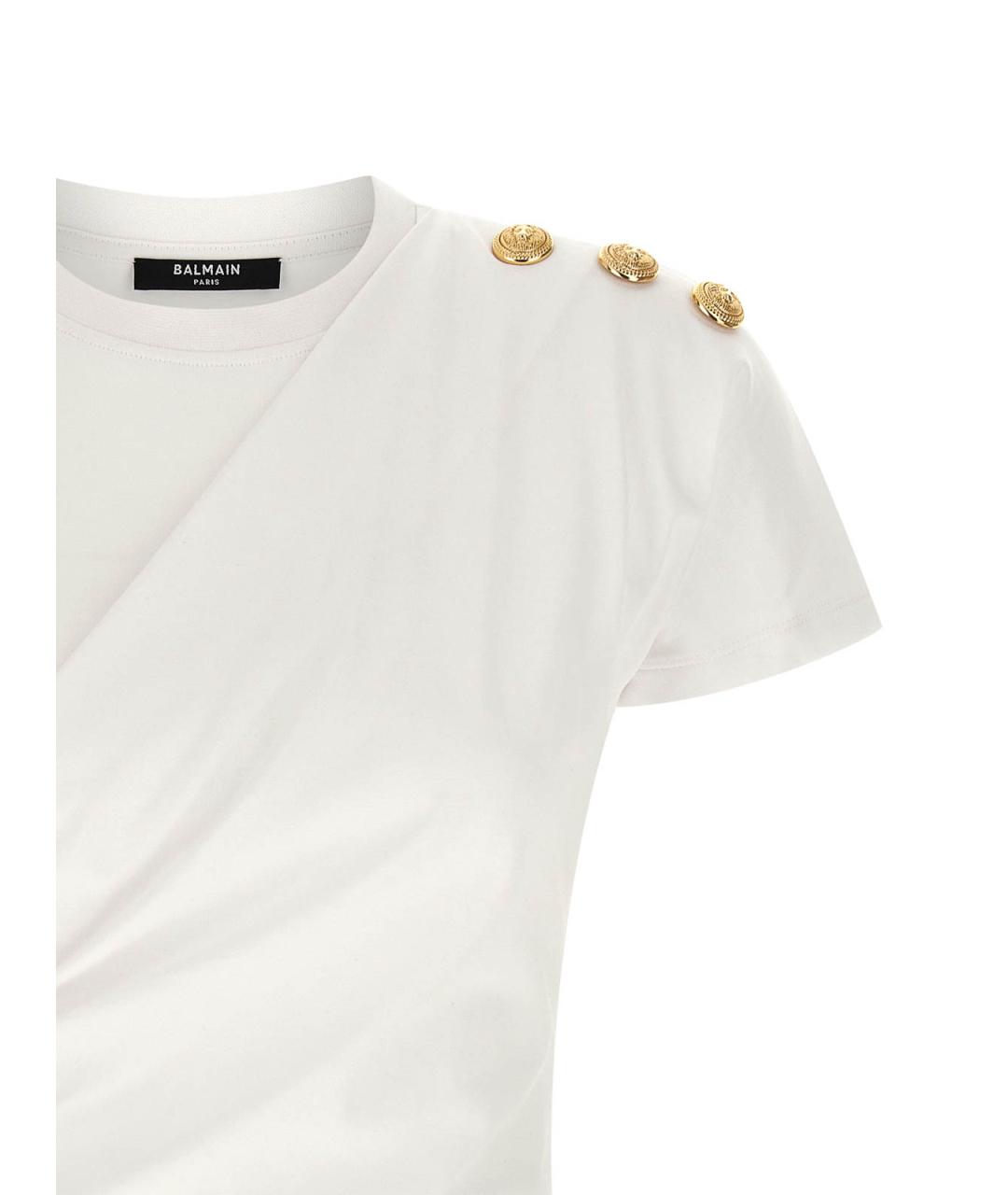 BALMAIN Белая хлопковая футболка, фото 3