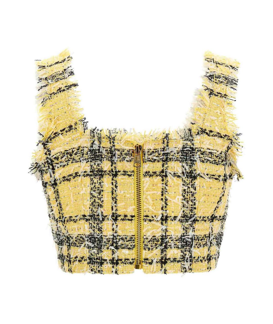 BALMAIN Желтая хлопковая майка, фото 2