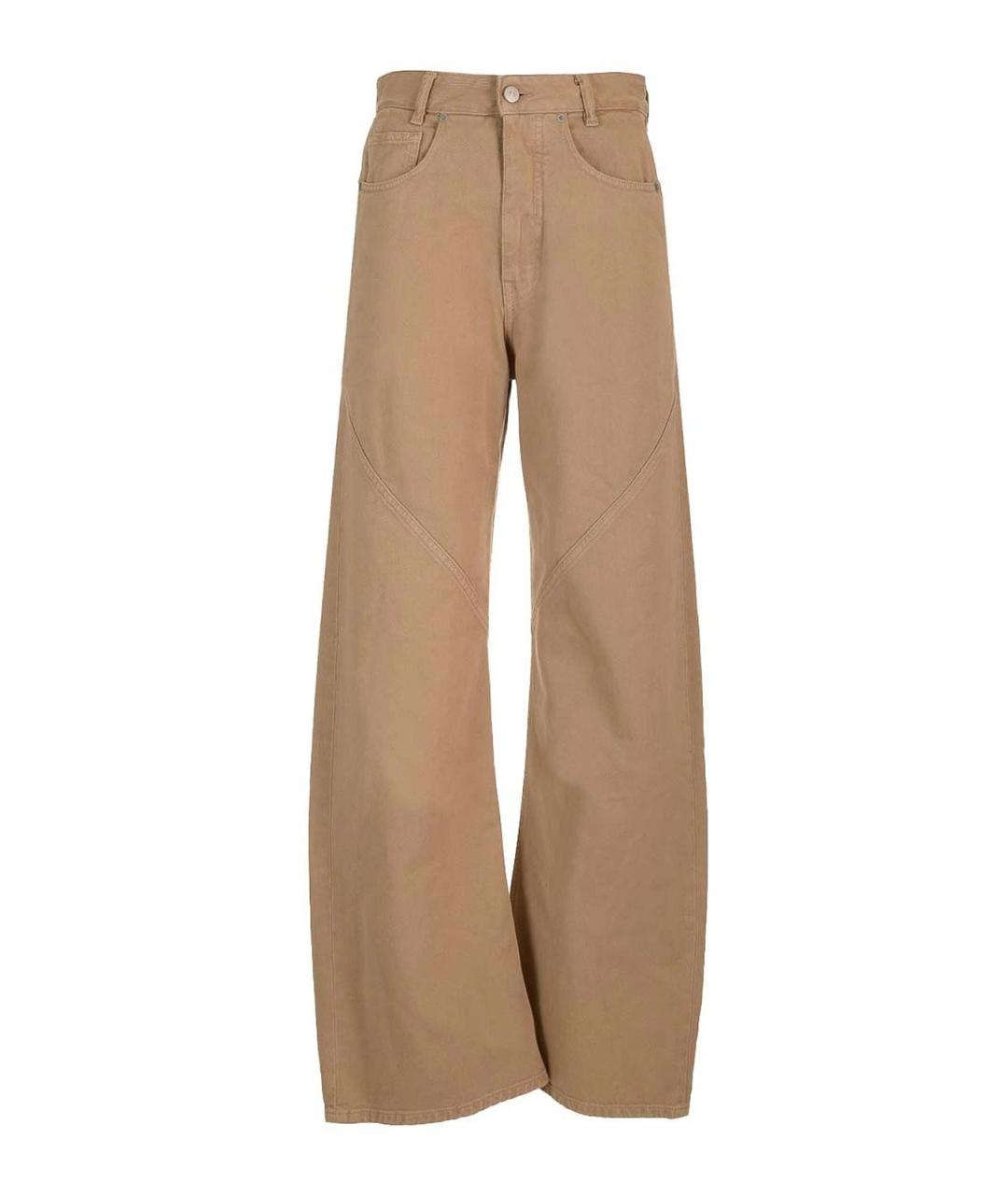 MM6 MAISON MARGIELA Бежевые хлопковые брюки широкие, фото 1