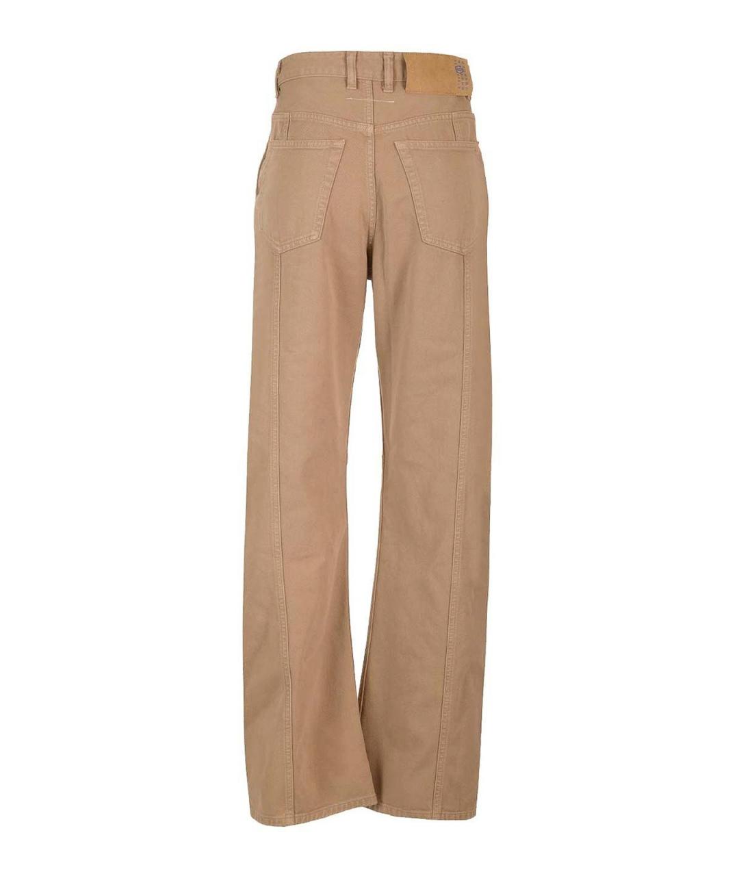 MM6 MAISON MARGIELA Бежевые хлопковые брюки широкие, фото 2