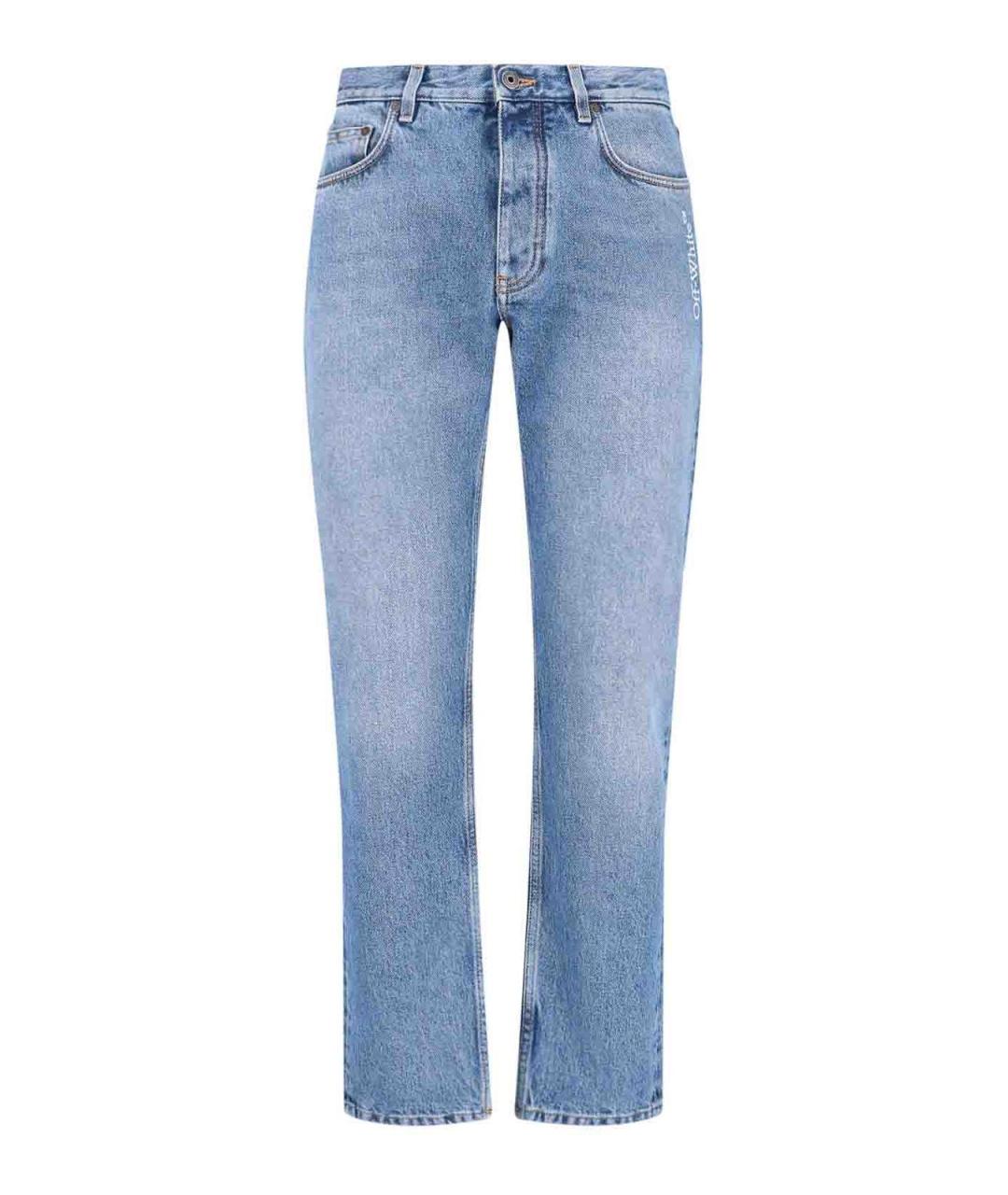 OFF-WHITE Голубые хлопковые прямые джинсы, фото 1