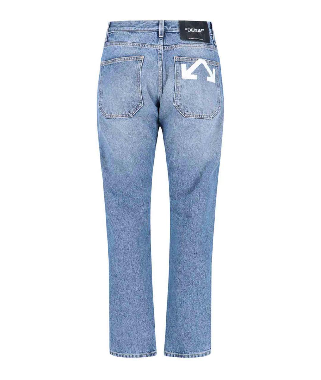OFF-WHITE Голубые хлопковые прямые джинсы, фото 2