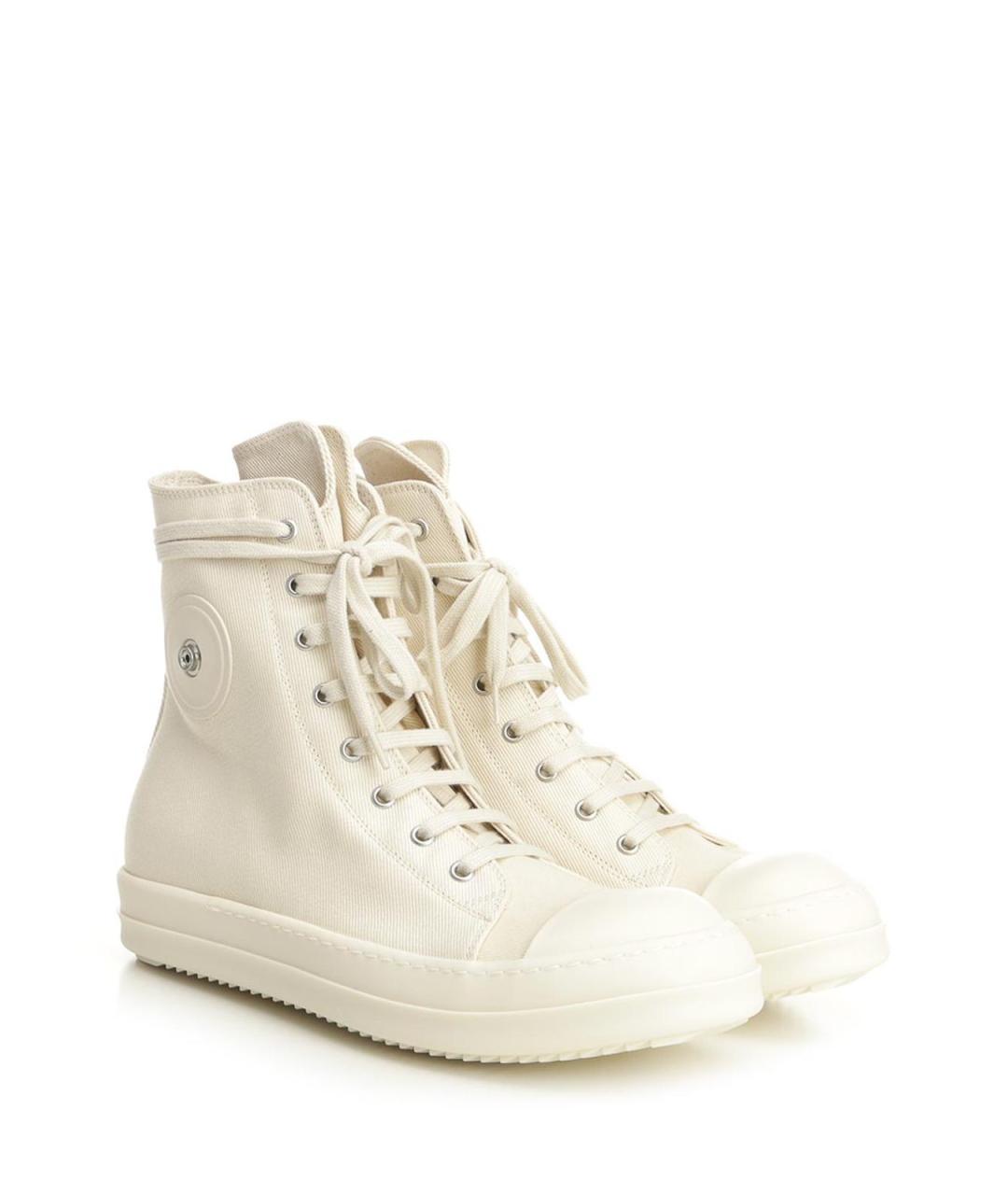 RICK OWENS DRKSHDW Белые текстильные высокие кроссовки / кеды, фото 2