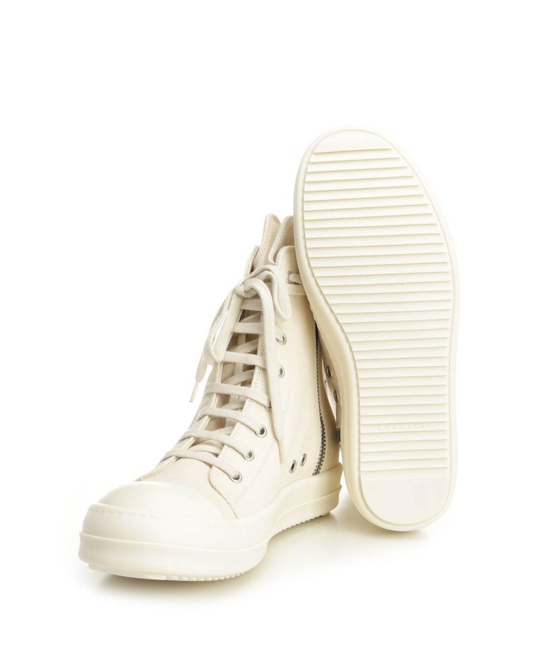 RICK OWENS DRKSHDW Белые текстильные высокие кроссовки / кеды, фото 5